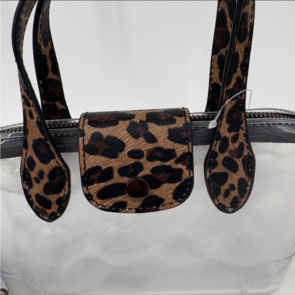 Vegan Mini Clear Leopard Print Satchel Stadium Approved Crossbody Bag NWT - Picture 5 of 7